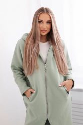 Bluza ocieplana długa ciemno miętowa. Zielone bluzy damskie KESI, l, bez wzorów, z bawełny, bez ramiączek, bez kaptura. Za 355.46 zł.