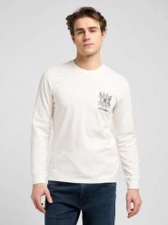 MESKA KOSZULKA LEE LS TEE ECRU 112373176. T-shirty męskie Lee, m, bez wzorów, bez kołnierzyka, bez ramiączek. Za 89.99 zł.