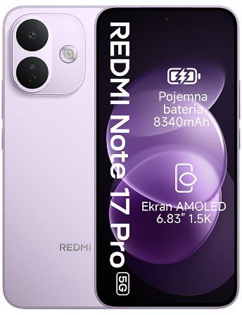 Smartfon Xiaomi Redmi Note 17 Pro 5G 6GB RAM 256GB - fioletowy (80844). Fioletowe smartfony Xiaomi. Za 1,799.00 zł.