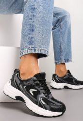Czarne Sportowe Sneakersy z Imitacji Skóry z Ozdobnymi Paskami Vilirea. Czarne obuwie sportowe damskie Renee, bez wzorów, ze skóry, bez zapięcia. Za 109.99 zł.