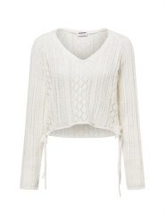 Noisy May Sweter z dzianiny - NMLuna Kobiety biały, XL. Białe swetry nierozpinane damskie Noisy May, xl, bez wzorów, z bawełny, bez kołnierzyka, bez ramiączek. Za 159.95 zł.