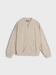 Bluza rozpinana - kremowy. Białe bluzy damskie Sinsay, l, bez wzorów, bez ramiączek, bez kaptura. W wyprzedaży za 33.99 zł.