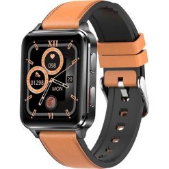 Smartwatch Kumi KU5 Pro Czarno-brązowy (KU-KU5P/BN). Brązowe zegarki smartwatch Kumi, bez wzorów. Za 429.13 zł.
