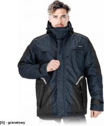 LH-ASTRAL-LJ - Kurtka ochronna ocieplana w wersji przedłużanej męska stójka odsuwany kaptur rękawy zakończone zapięciem na rzep elementy odblaskowe 3X. Brązowe kurtki męskie Reis, m, bez wzorów, bez kaptura. Za 236.46 zł.