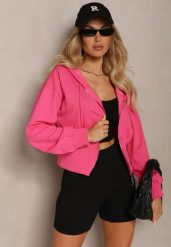 Fuksjowa Taliowana Bluza z Kapturem Zapinana na Zamek Błyskawiczny Vireapa. Czerwone bluzy damskie Renee, l, bez wzorów, klasyczne, bez ramiączek, z kapturem. Za 59.99 zł.
