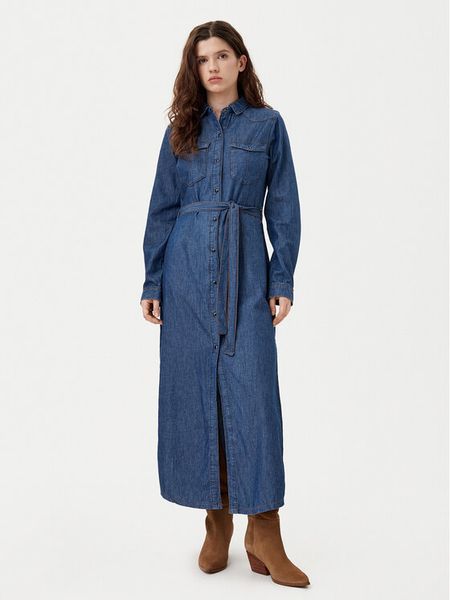 Noisy May Sukienka koszulowa Sigga 27032159 Granatowy Regular Fit. Niebieskie sukienki damskie Noisy May, s, bez wzorów, z bawełny, bez kołnierzyka, bez ramiączek, koszulowe. Za 129.99 zł.