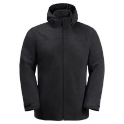 Kurtka trekkingowa męska Jack Wolfskin Taubenberg. Czarne kurtki męskie Jack Wolfskin, m, bez wzorów, z materiału, klasyczne, z kapturem. Za 739.99 zł.