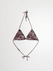 Trójkątna góra od bikini wiązana na szyi i plecach - brązowy. Brązowe stroje kąpielowe damskie Sinsay, l, bez wzorów. Za 12.99 zł.