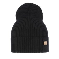 Czapka damska wiosenno - zimowa 100% wełniana merino Sophie - Czarna. Czarne czapki damskie Molly, na zimę, bez wzorów, z materiału. Za 69.90 zł.