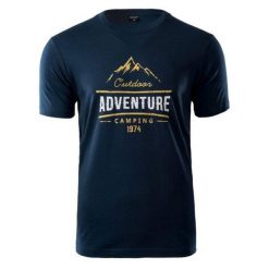 Koszulka męska Hi-Tec Lore - granatowa, Rozmiar XL. T-shirty męskie Hi-tec, m, bez wzorów, z bawełny, bez kołnierzyka, bez ramiączek. Za 39.99 zł.