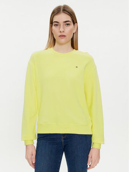 Tommy Hilfiger Bluza Flag WW0WW41246 Żółty Regular Fit. Żółte bluzy damskie Tommy Hilfiger, xs, bez wzorów, z bawełny, bez ramiączek, bez kaptura. Za 329.99 zł.