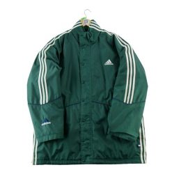 Second life - Parka męska Adidas Vintage Y2K zielona - Stan bardzo dobry. Zielone parki męskie Adidas, l, bez wzorów, retro, bez kołnierzyka, bez kaptura. Za 212.96 zł.