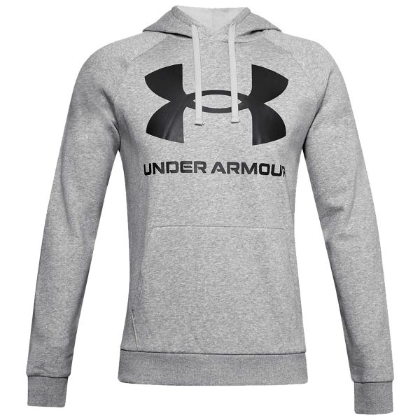 Bluza z kapturem Under Armour Rival Fleece Big Logo. Czarne bluzy sportowe męskie Under Armour, bez wzorów, z kapturem, na jogę i pilates. W wyprzedaży za 235.75 zł.
