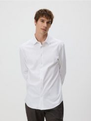 Koszula regular z bawełny egipskiej - biały. Białe koszule męskie Reserved, l, bez wzorów, z bawełny, bez kołnierzyka, bez ramiączek. Za 139.99 zł.