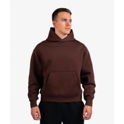 Bluza INTERLOCK OVERSIZE DZIK® brązowa. Brązowe bluzy męskie DZIK, s, z aplikacjami, z materiału, sportowe, bez ramiączek, bez kaptura. Za 349.99 zł.