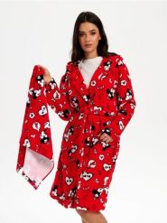 Szlafrok i ręcznik Myszka Miki - czerwony. Czerwone szlafroki damskie Sinsay, bez wzorów, bez ramiączek, bez kaptura. Za 89.99 zł.