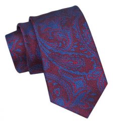 Krawat Męski, Klasyczny - ALTIES - Czerwony z Niebieskim. Czerwone krawaty i muchy Alties, bez wzorów, z tkaniny, eleganckie. Za 49.00 zł.