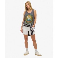 Damski tank top Superdry Psych. Brązowe topy damskie Superdry, bez wzorów, bez kołnierzyka, bez ramiączek. Za 143.95 zł.