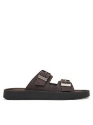 Calvin Klein Klapki Ergon Double Bar Sandal Su HM0HM02094 Brązowy. Brązowe klapki męskie Calvin Klein, bez wzorów, ze skóry, bez zapięcia. Za 529.99 zł.
