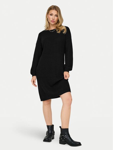 ONLY Sukienka dzianinowa Xenia 15243197 Czarny Regular Fit. Czarne sukienki damskie ONLY, xs, bez wzorów, z bawełny, bez kołnierzyka, bez ramiączek. Za 119.99 zł.