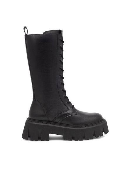 Badura Kozaki LIZBONA-23FW12 Czarny. Czarne kozaki damskie Badura, bez wzorów, ze skóry, bez obcasa, na płaskiej podeszwie, bez zapięcia. Za 499.99 zł.