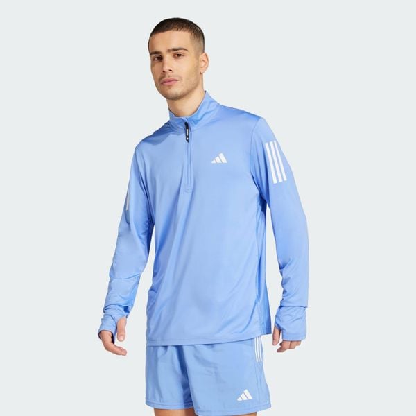 Kurtka Own the Run Half-Zip. Niebieskie kurtki męskie Adidas, xl, bez wzorów, z materiału, sportowe, bez kaptura. W wyprzedaży za 170.82 zł.