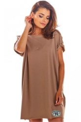 Luźna bawełniana mini sukienka oversize na lato beżowa. Brązowe sukienki damskie Infinite You, na co dzień, na lato, m, bez wzorów, z bawełny, sportowe, bez kołnierzyka, bez ramiączek, mini, oversize. Za 199.00 zł.