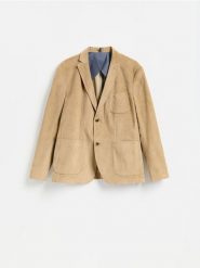 Sztruksowa marynarka - beżowy. Brązowe marynarki męskie Reserved, l, bez wzorów, z bawełny, bez kołnierzyka, bez ramiączek. Za 359.99 zł.