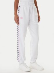Kappa Spodnie dresowe Banda Adina 321Y8EW Biały Regular Fit. Białe spodnie dresowe damskie Kappa, bez wzorów, z bawełny. Za 149.99 zł.