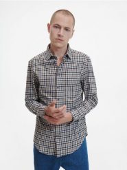 Koszula w kratę regular fit - beżowy. Brązowe koszule męskie Reserved, l, bez wzorów, z bawełny, bez kołnierzyka, bez ramiączek. W wyprzedaży za 69.99 zł.