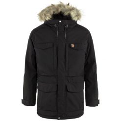 Kurtka zimowa męska Fjallraven Nuuk Parka. Czarne parki męskie Fjällräven, na zimę, m, bez wzorów, z futra, eleganckie, bez kołnierzyka, z kapturem. Za 2,199.00 zł.