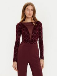 Elisabetta Franchi Body BO-011-47E2 Bordowy Slim Fit. Czerwone body Elisabetta Franchi, bez wzorów, z syntetyku. Za 789.99 zł.
