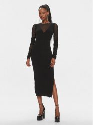 Pinko Sukienka dzianinowa Bergamotto 103019 A1KX Czarny Slim Fit. Czarne sukienki damskie Pinko, s, bez wzorów, z dzianiny, bez kołnierzyka, bez ramiączek. Za 1,029.00 zł.