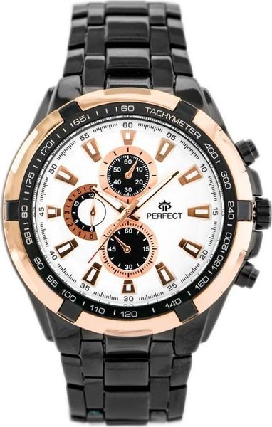 Zegarek ZEGAREK MĘSKI PERFECT - MILTON - black/gold2 (zp112d). Czarne zegarki męskie NoName, bez wzorów. Za 70.03 zł.