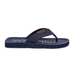 Klapki Japonki Męskie WRANGLER Zane Flipflop Men Low 20251044.24H Granatowe niebieskie. Niebieskie klapki męskie bez wzorów, bez zapięcia. Za 190.94 zł.
