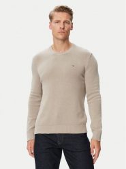 Tommy Jeans Sweter DM0DM21787 Szary jasny Regular Fit. Szare swetry męskie Tommy Jeans, m, bez wzorów, z bawełny, bez kołnierzyka, bez ramiączek. Za 369.99 zł.