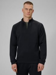 4F Bluza treningowa regular szybkoschnąca męska - czarna XL. Czarne bluzy męskie 4F, l, bez wzorów, z materiału, bez ramiączek, bez kaptura. Za 199.99 zł.