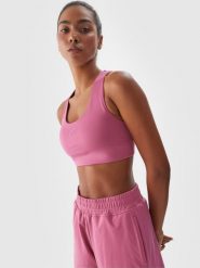 4F Biustonosz treningowy z niskim wsparciem - różowy L. Czerwone bielizna sportowa damska 4F, l, bez wzorów, z dzianiny. Za 39.99 zł.
