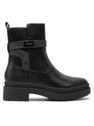 Guess Botki Ovelle2 FLTOVE ELE10 Czarny. Czarne botki damskie Guess, z aplikacjami, ze skóry, bez obcasa, na płaskiej podeszwie, bez zapięcia. Za 569.99 zł.