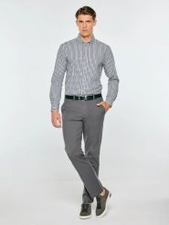 Koszula męska w drobną kratę granatowa gibkor 403. Niebieskie koszule męskie BIG STAR, l, bez wzorów, eleganckie, bez kołnierzyka, bez ramiączek. Za 229.99 zł.