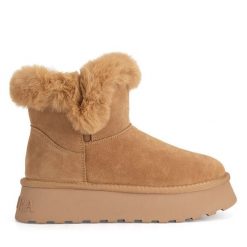 Śniegowce Badura. Brązowe śniegowce damskie Badura, bez zapięcia. Za 279.99 zł.
