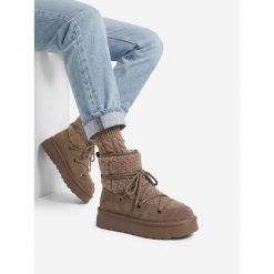 Śniegowce Badura. Brązowe śniegowce damskie Badura, bez zapięcia. Za 249.99 zł.