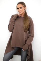 Bluza rozkloszowana u dołu mocca. Bluzy damskie KESI, l, bez wzorów, z bawełny, bez ramiączek, z kapturem. Za 238.37 zł.