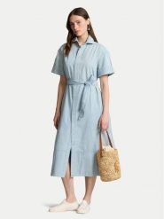 Polo Ralph Lauren Sukienka koszulowa 211935155001 Błękitny Regular Fit. Niebieskie sukienki damskie Polo Ralph Lauren, bez wzorów, z bawełny, bez kołnierzyka, bez ramiączek, koszulowe. Za 709.99 zł.