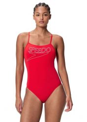 Strój kąpielowy jednoczęściowy damski Speedo Endurance+ Thinstrap. Czerwone stroje kąpielowe damskie Speedo, l, bez wzorów, z materiału. Za 197.48 zł.