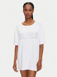 Guess T-Shirt E5GI07 K68D2 Biały Regular Fit. Białe t-shirty damskie Guess, s, z aplikacjami, z wiskozy, bez kołnierzyka, bez ramiączek. Za 119.99 zł.