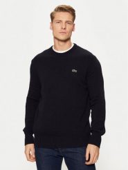 Lacoste Sweter AH2916 Granatowy Regular Fit. Niebieskie swetry męskie Lacoste, m, bez wzorów, z wełny, bez kołnierzyka, bez ramiączek. Za 679.99 zł.