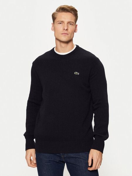Lacoste Sweter AH2916 Granatowy Regular Fit. Niebieskie swetry męskie Lacoste, m, bez wzorów, z wełny, bez kołnierzyka, bez ramiączek. Za 679.99 zł.