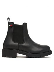 Tommy Jeans Sztyblety Tjw Cleated Chelsea Boots EN0EN03105 Czarny. Czarne botki damskie Tommy Jeans, bez wzorów, z jeansu, bez obcasa, na płaskiej podeszwie, bez zapięcia. Za 649.99 zł.