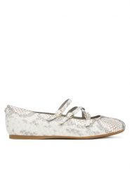 Guess Baleriny FLTKAL PEL02 Szary. Szare balerinki damskie Guess, z aplikacjami, ze skóry, bez obcasa, bez zapięcia. Za 379.99 zł.